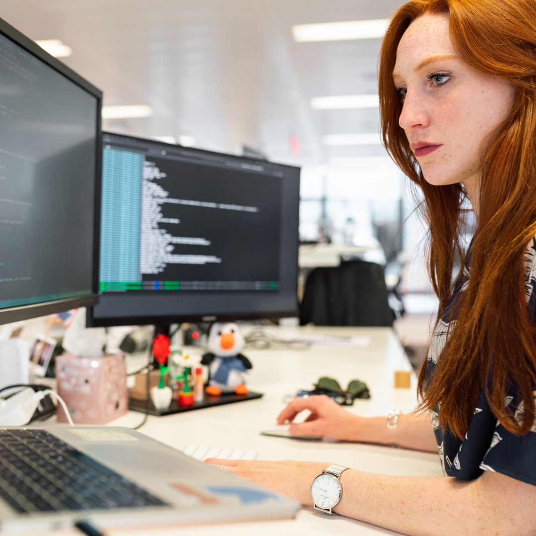 woman on computer